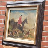 Oil painting signed Nubet "The Hunt"