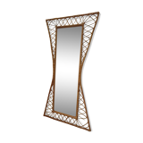 Large and unusual rattan mirror from the 1960s