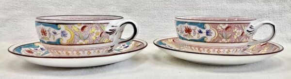 2 anciennes tasses + sous-tasses à thé porcelaine Sarreguemines Minton
