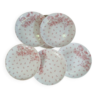 7 antique dessert plates Gien