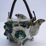 Vintage enamelled earthenware shell decor teapot