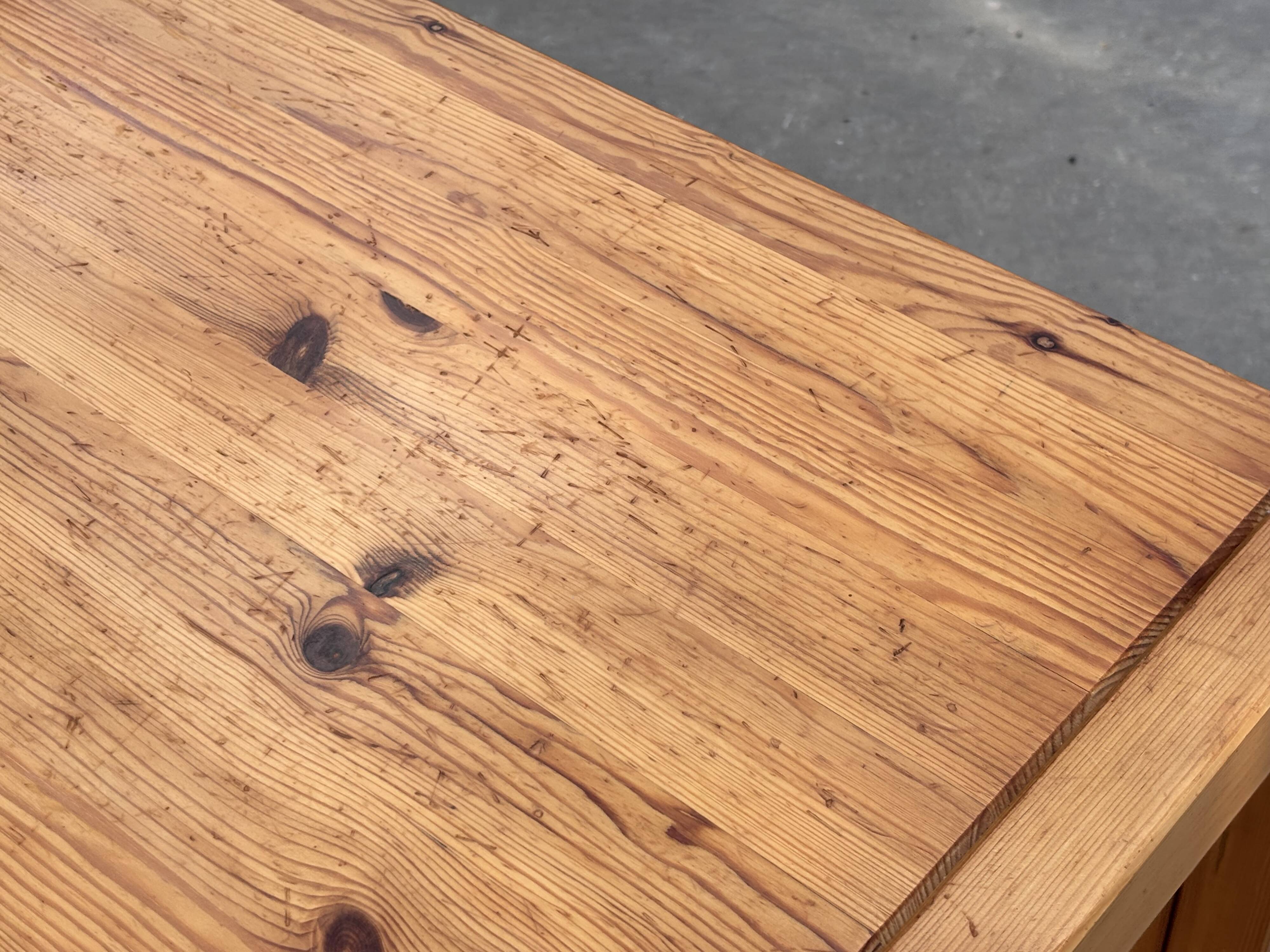 Vintage Pinewood Desk, Freestanding, 1970s Pine, Design, Ate van Apeldoorn