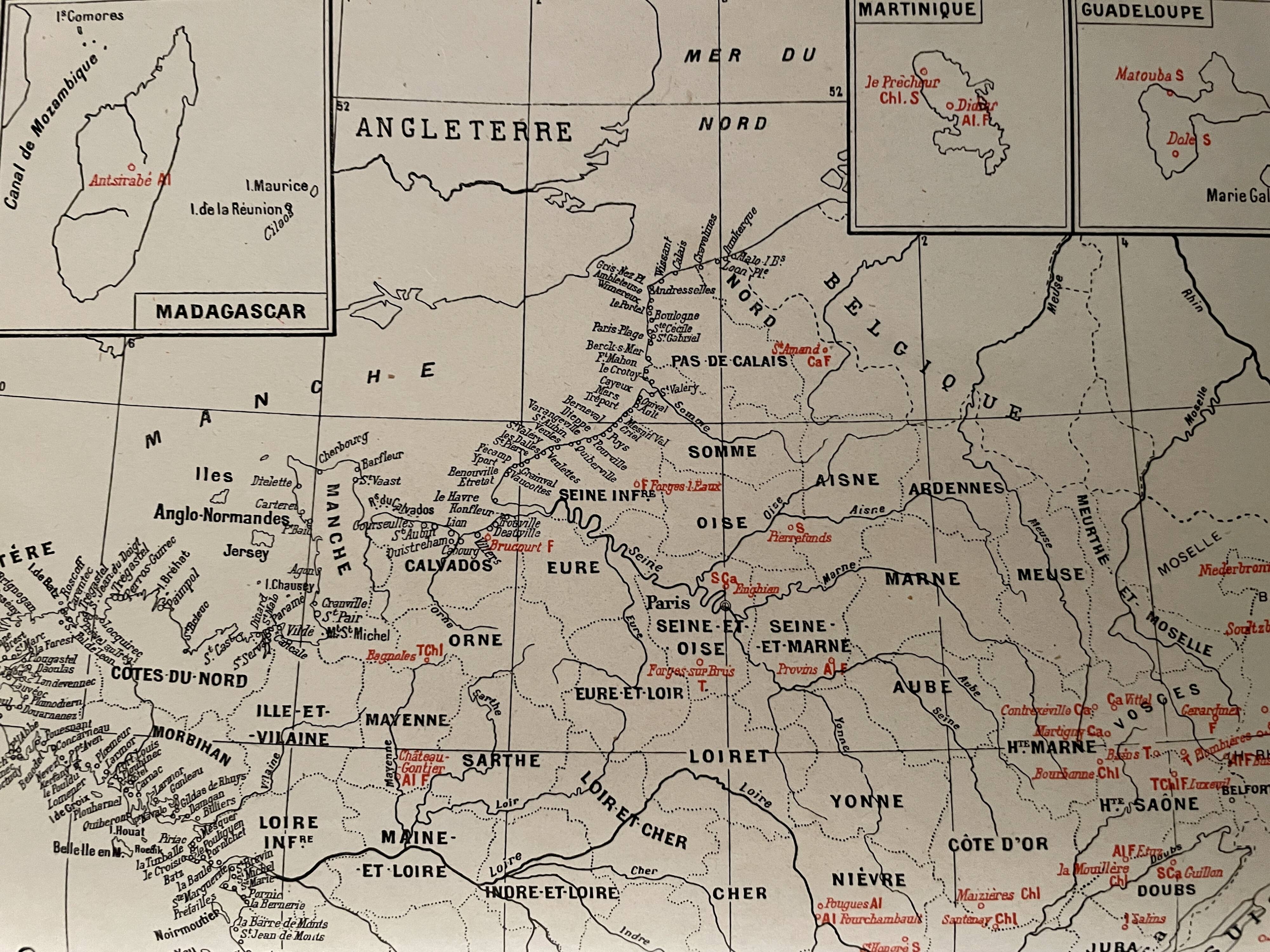 Old map of thermal, maritime, mineral and altitude resorts – 1950