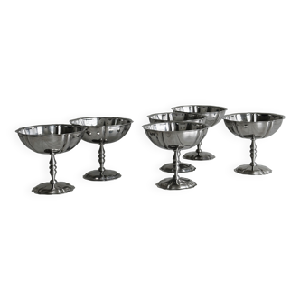 6 stainless steel footed bowls, Letang Remy style
