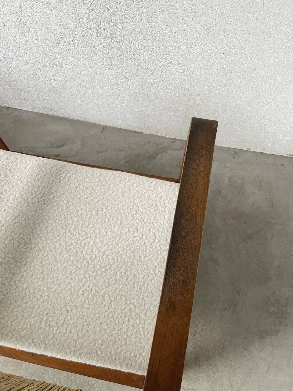 Pair of oak and straw armchairs, reconstruction style