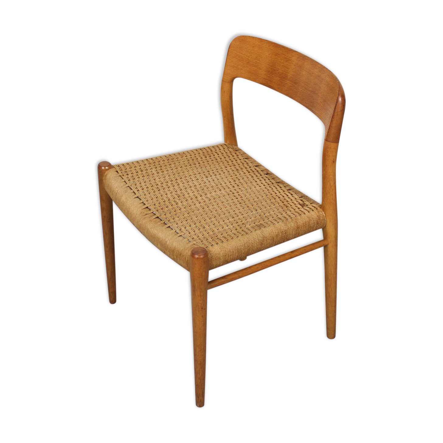 Niels Møller Model 75 oak papercord dining chair for J.L Møller
