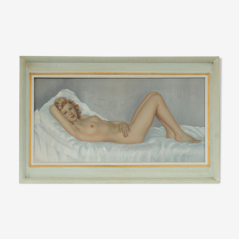 Luce Wagner (XX) oil on canvas "nude lying down"