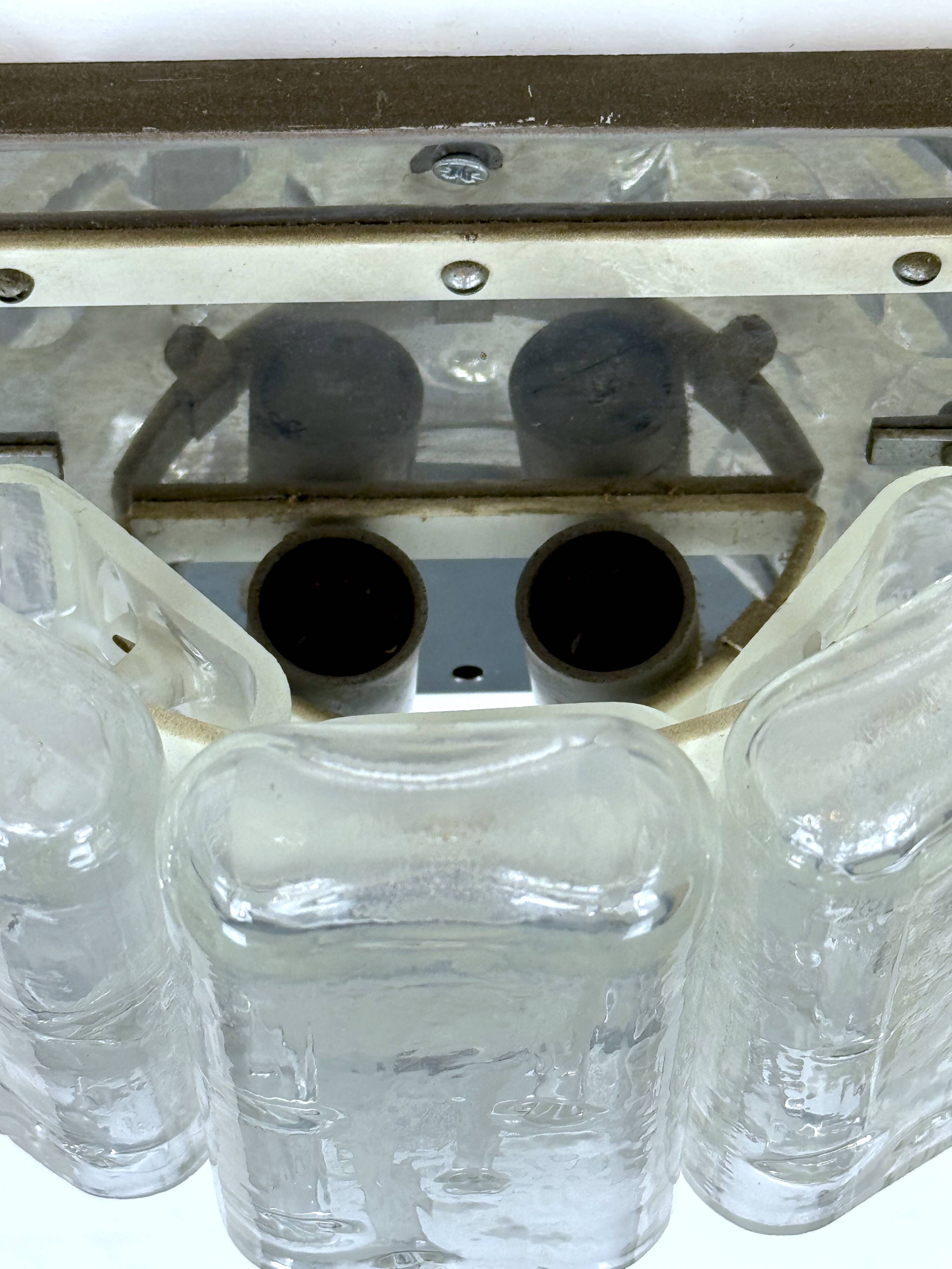 Vistosi manner, set of four clear murano glass elements sconces. Italy 1970s