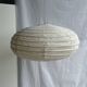 Large oval flat Japanese-style suspension in rattan and natural linen H35 D60.