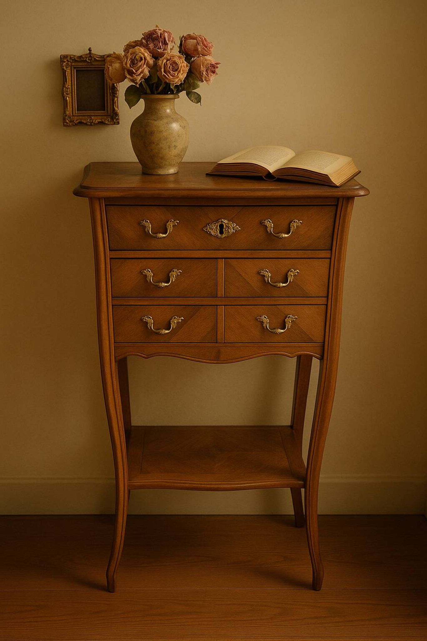 Table d’appoint marquetée de style Louis XV – vers 1900