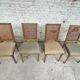 Set of 5 antique wooden and caned chairs.