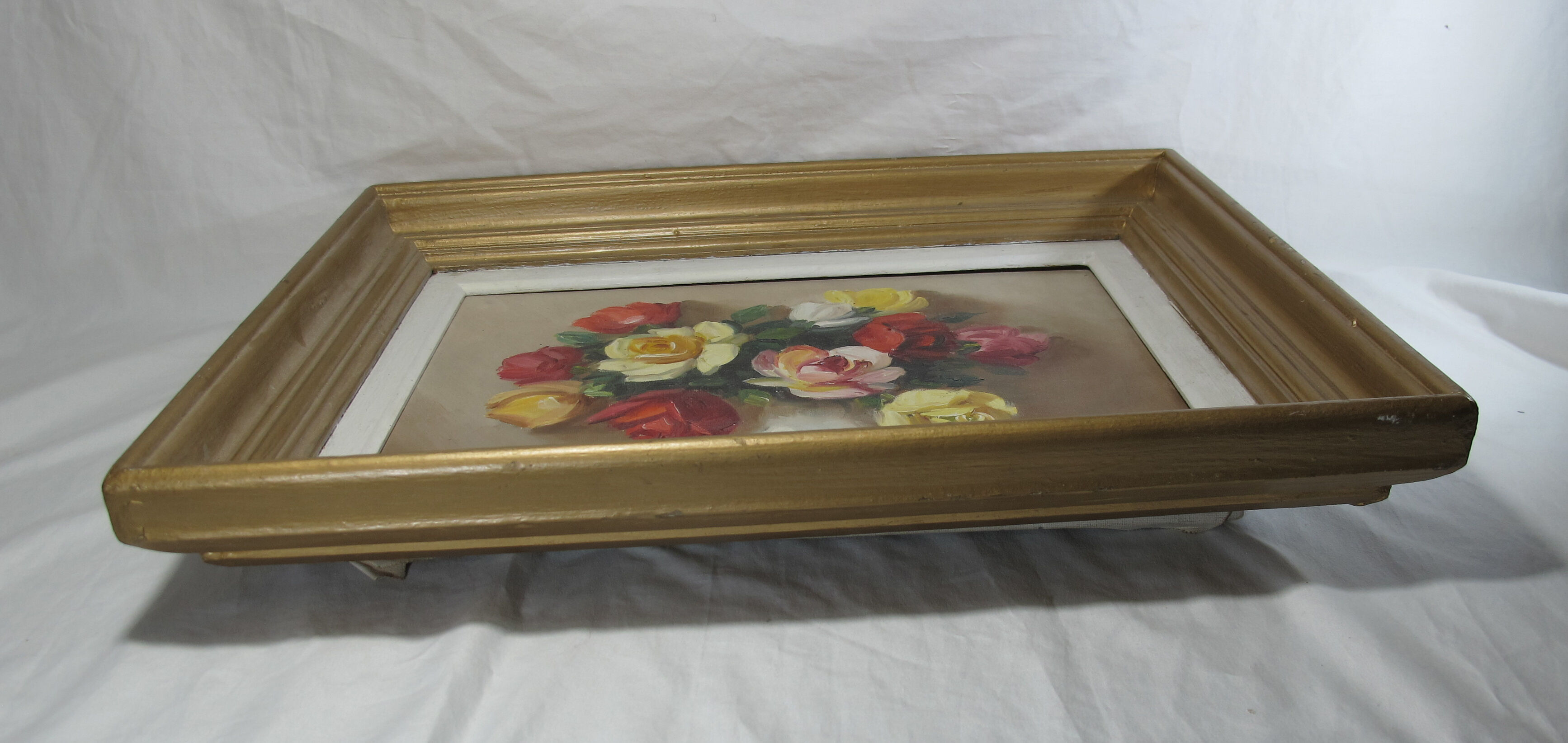 Oil on canvas still life vase bouquet of flowers signed