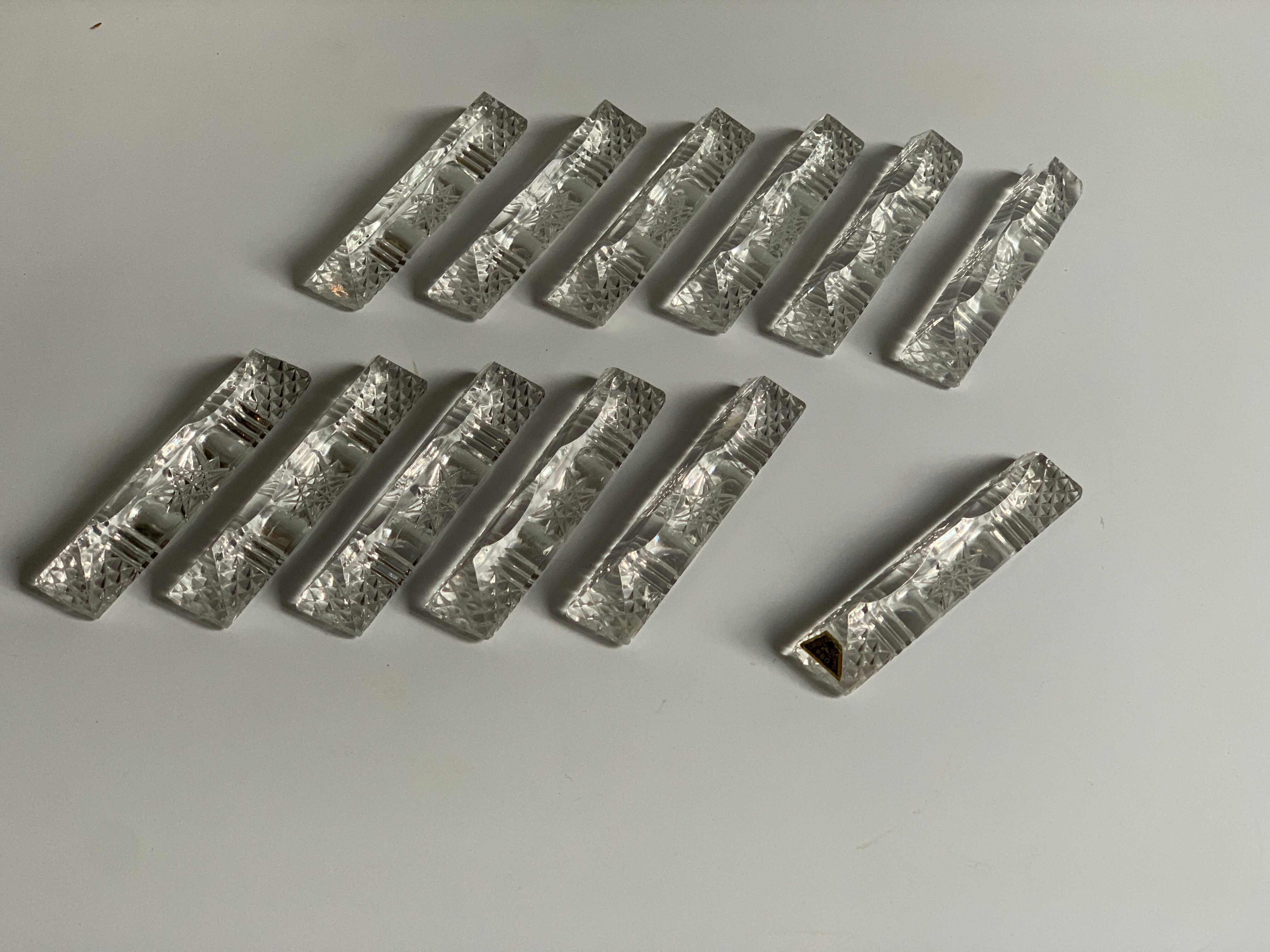 12 vintage crystal knife holders