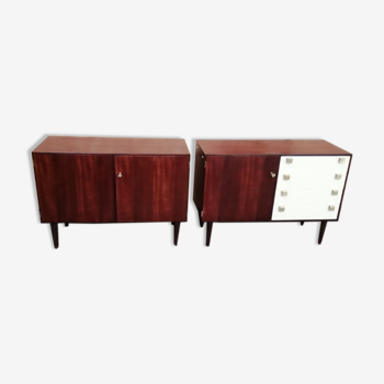 Pair of chests of drawers with bookcase