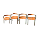 Set of 4 children's chairs in wood & metal