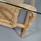 Bauhaus coffe table. Iron frame / pencil reed / split reed / rattan 75 x 75 x 40 cm