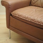Brown leather sofa, Danish design, 1960s, manufactured by AS Vejen Polstermøbe