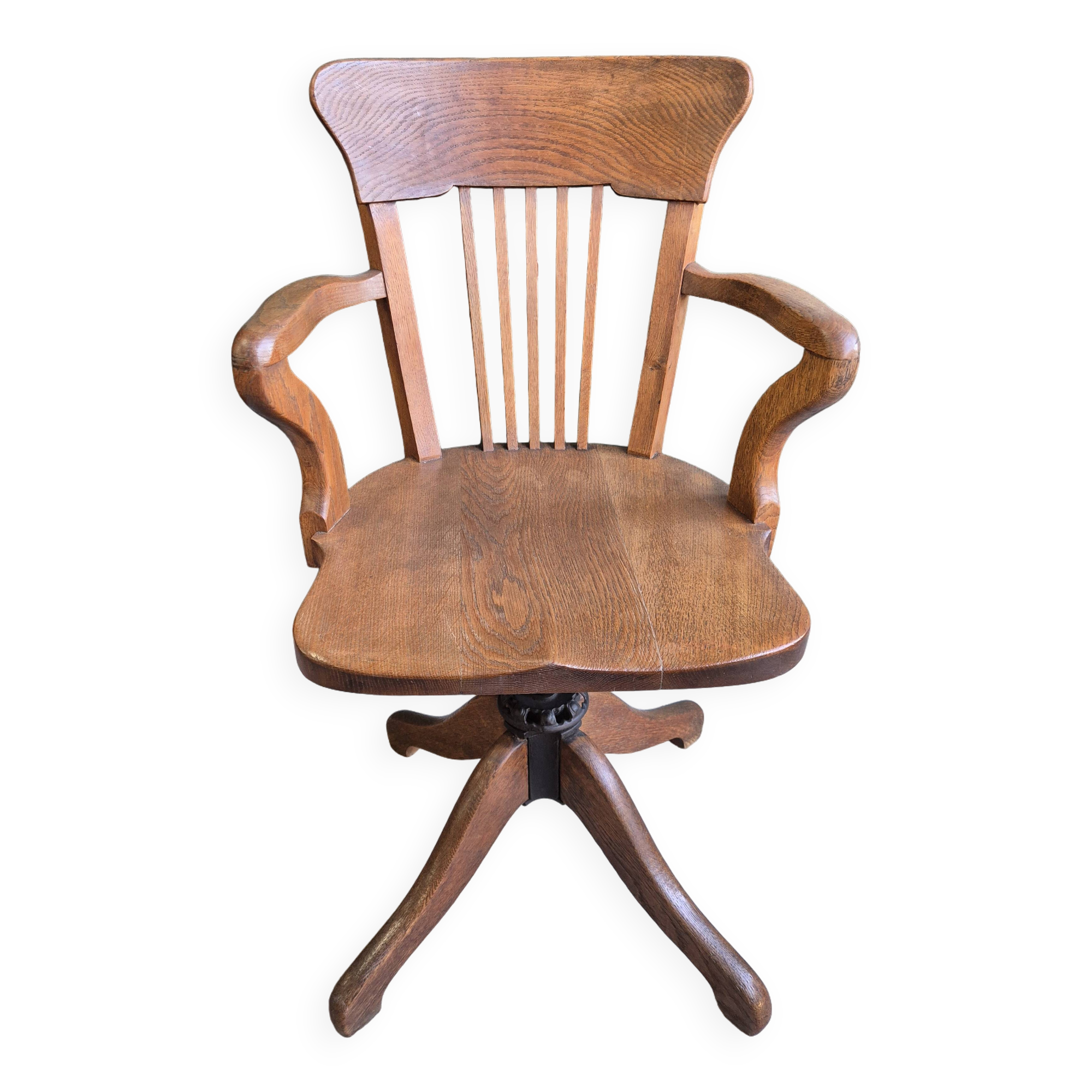 Fauteuil de bureau americain en chene reglable 1950