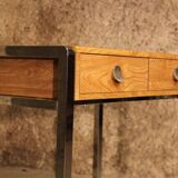 Small Desk 70 chrome leg laminated wood 2 drawers dressing table