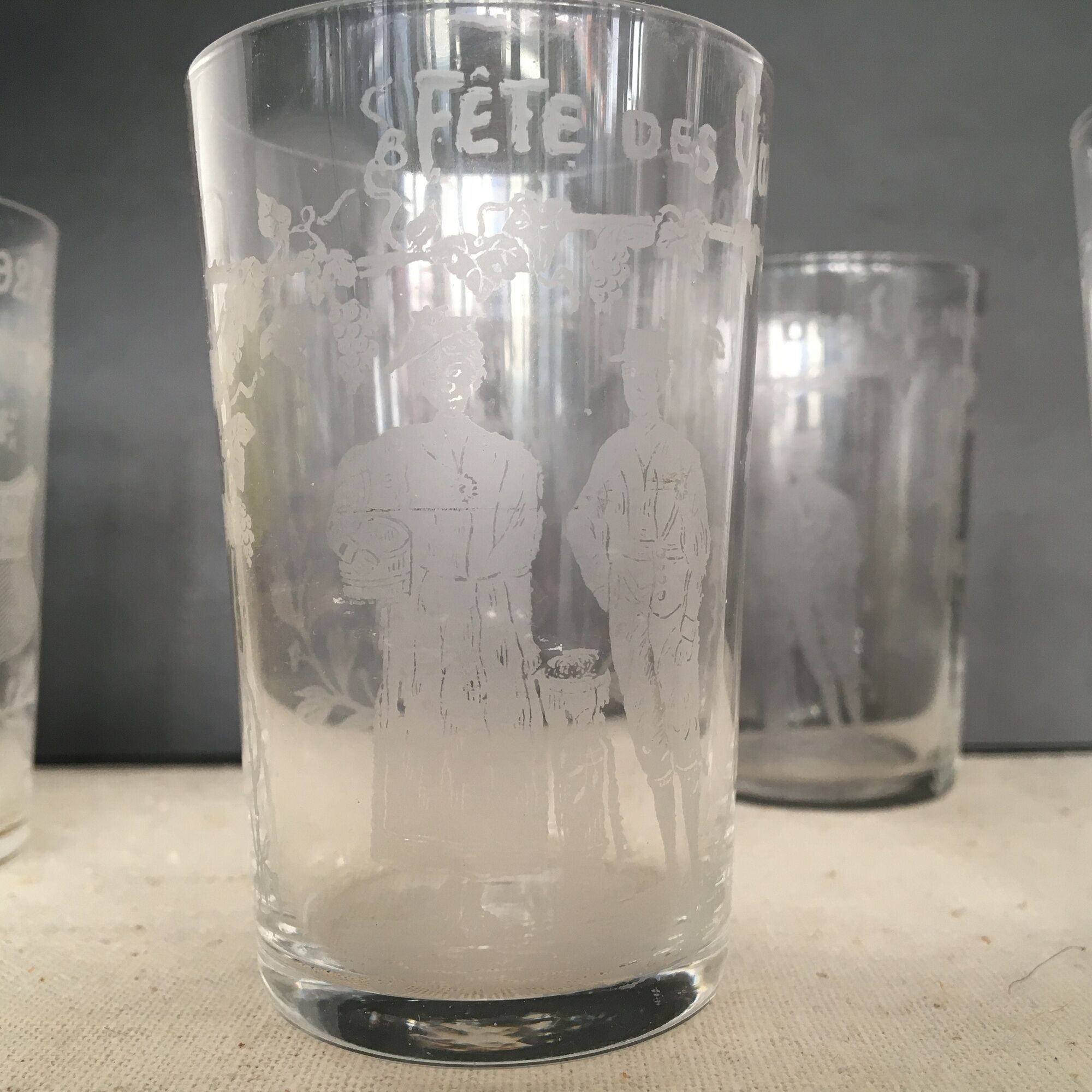 Set of 4 engraved cups "Vevey winegrowers' festival 1927"