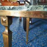 Coffee table in gilded bronze and green Alpine marble