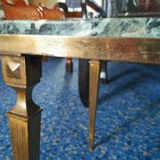 Coffee table in gilded bronze and green Alpine marble