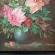 Old Painting Oil on Canvas Still Life Flowers J. Justin Signed
