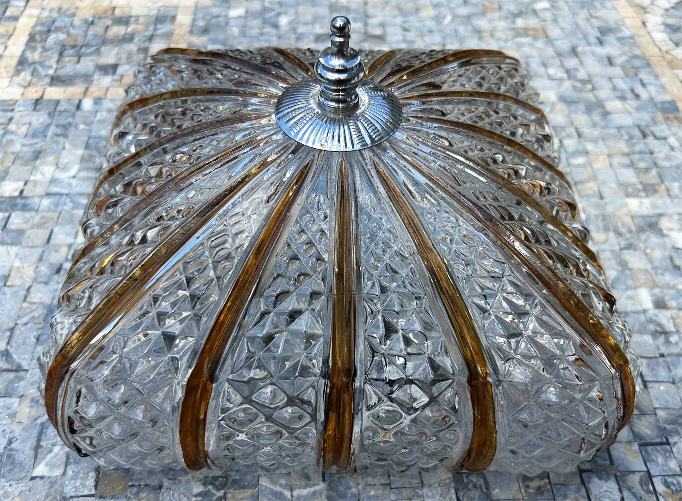 DKN Leuchte "sunburst" ceiling / wall light, RZB, two-tone, vintage, 1950s