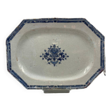 Large octagonal dish in 18th century Rouen earthenware