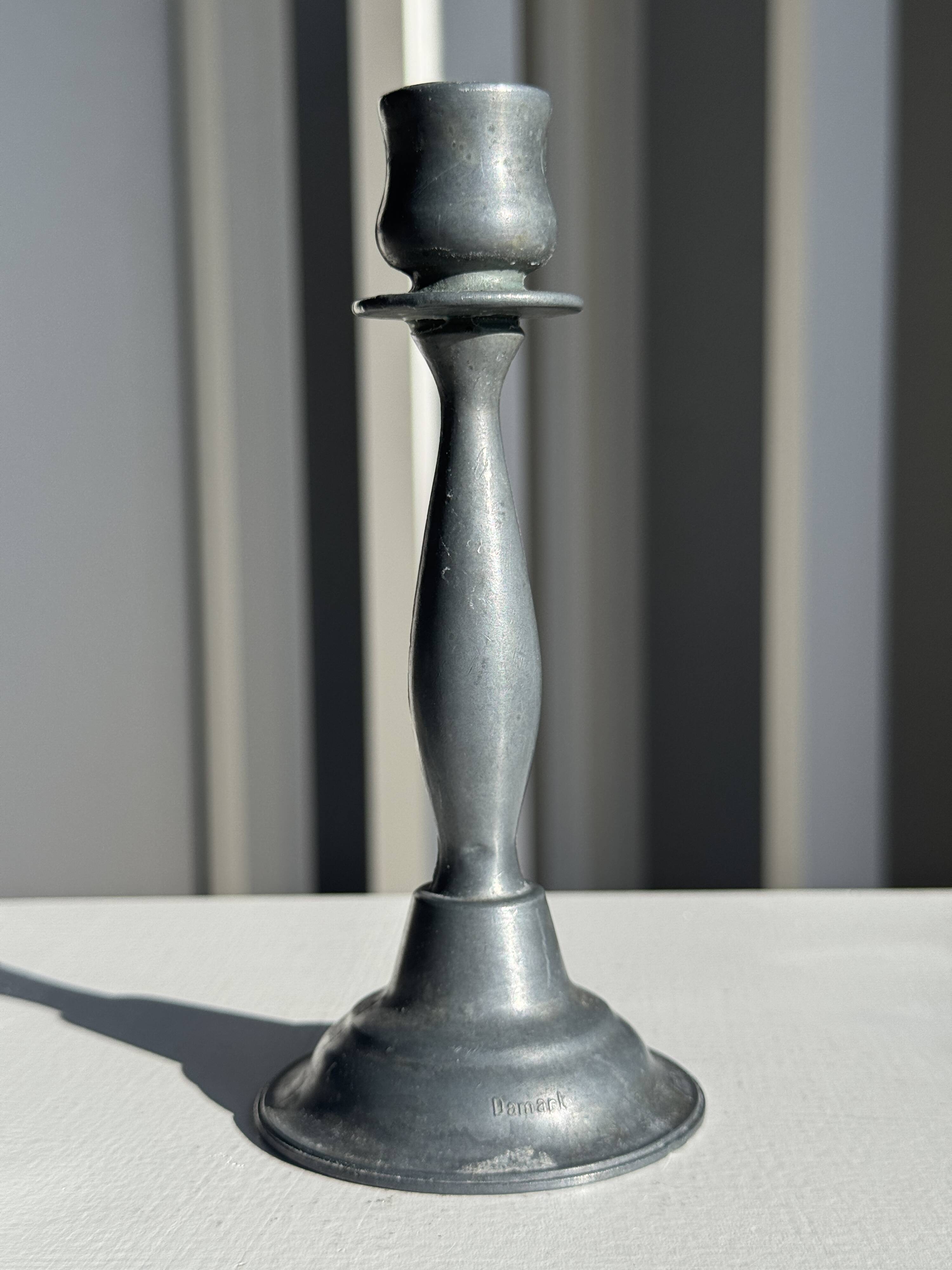 Pair of small fine candlesticks in tin H15.5
