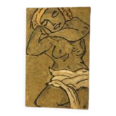 Vintage style figurative painting in expressionist style on canvas.