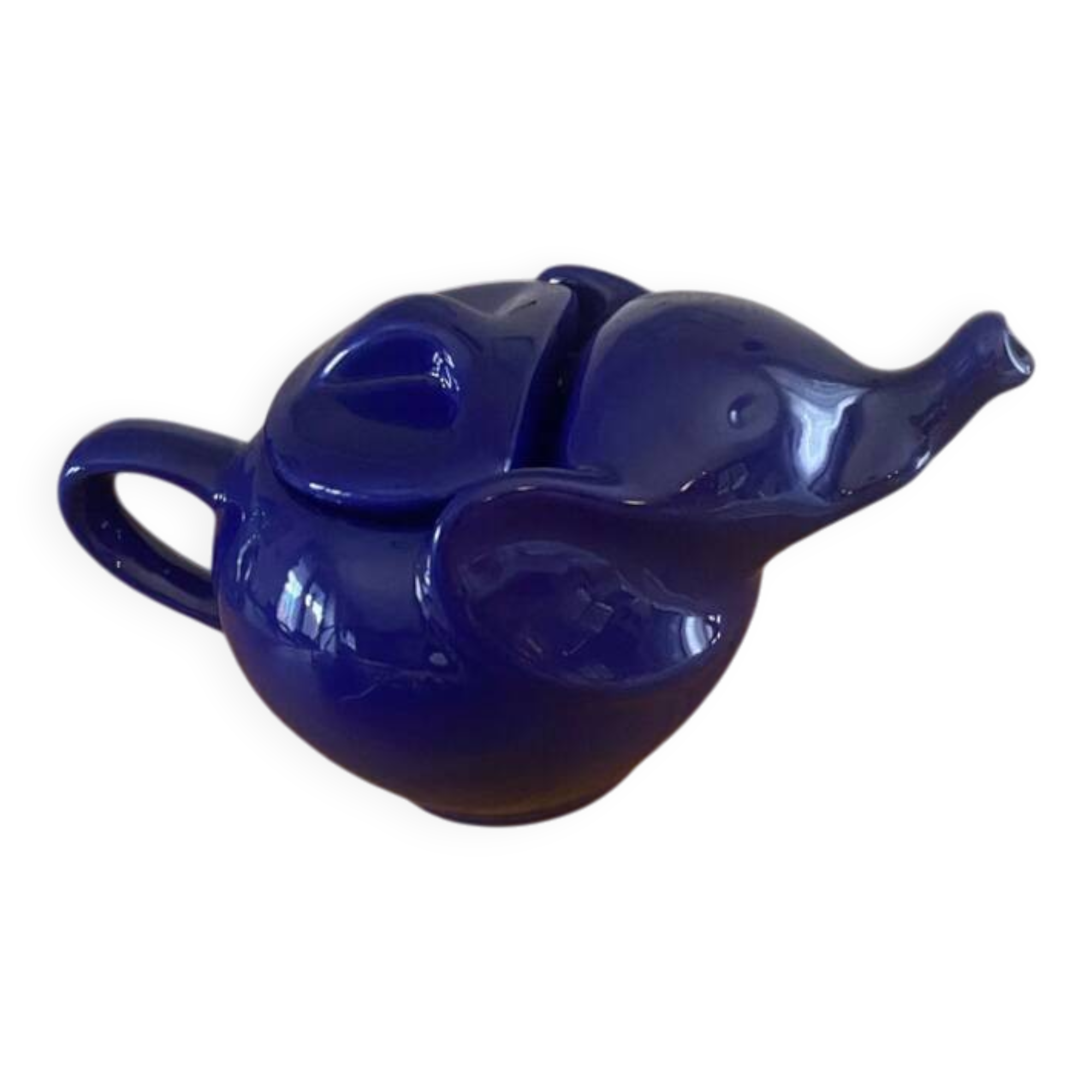 Théière éléphant en céramique bleue