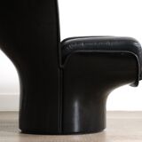 Fauteuil lounge Elda vintage noir sur noir par Joe Colombo pour Comfort, années 1970