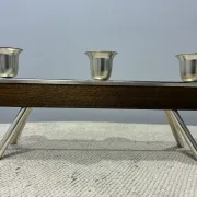 BSF teak and silver-plated candle holder for three candles, 1960s