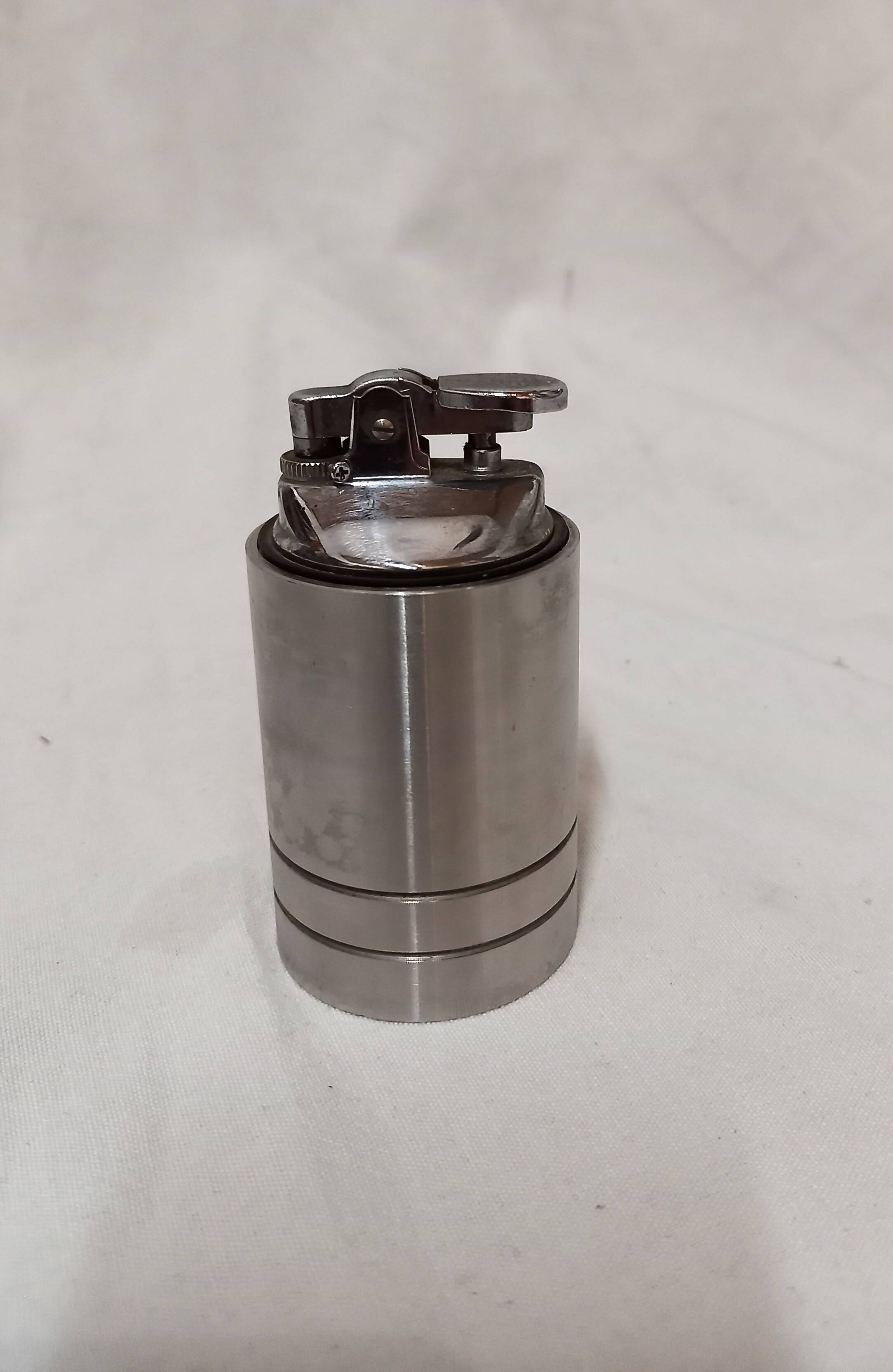 Chrome steel table lighter, vintage 1970s