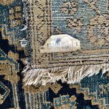Tapis Persan ancien fond vert, noué main, certifié