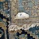 Persian carpet old green background, hand knotted, certified