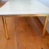 Coffee table in marble and gilded metal 70s
