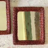 Pair of VINTAGE Rattan MIRRORS