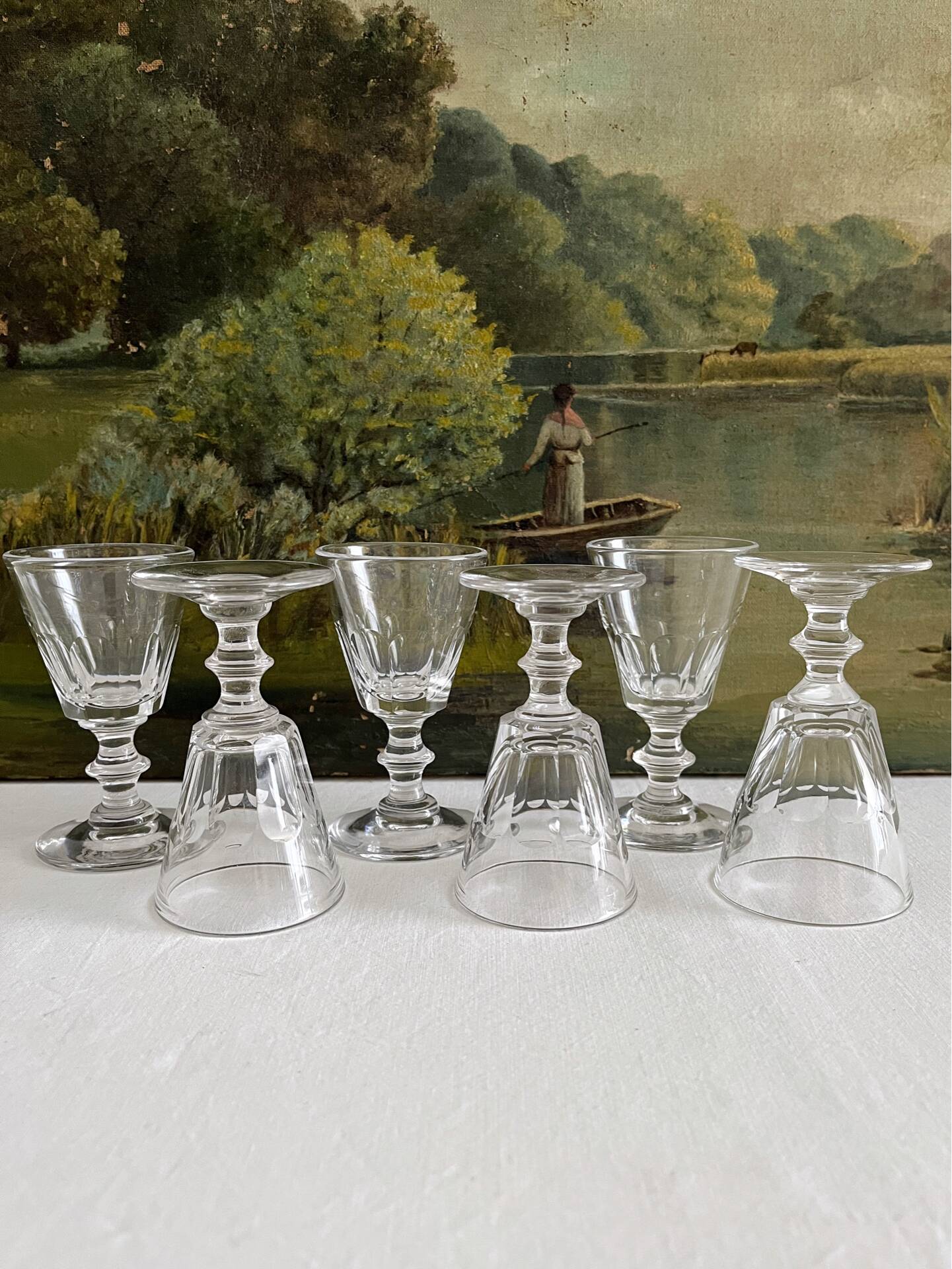 6 antique aperitif wine glasses in crystal "Caton" Saint Louis
