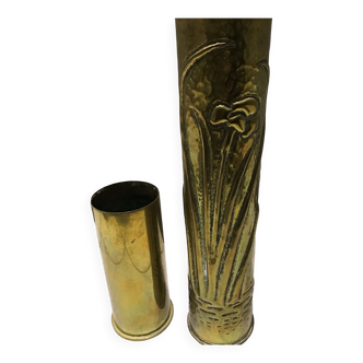 Set of brass shell casing vase