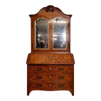 Secrétaire scriban Venitien de style Louis XV marqueté en noyer