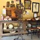 Coat rack with 6 hooks and cast iron brown umbrella stand.