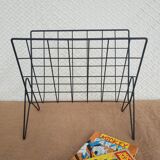Vintage black metal wire magazine holder