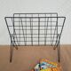 Vintage black metal wire magazine holder