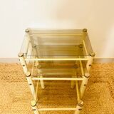 Glass nesting tables Yves Boutboul design 70s Signed