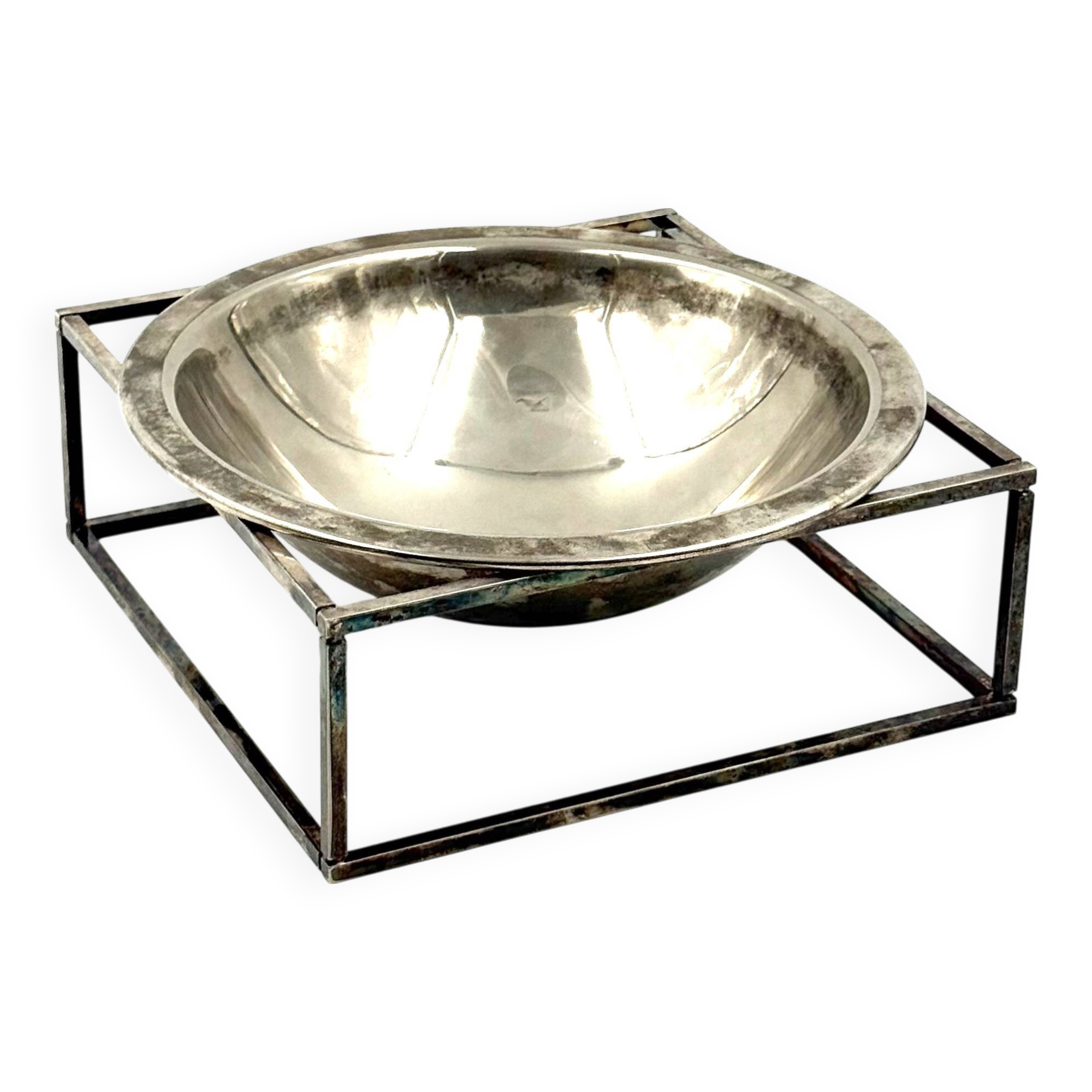 Mid-century modern silver-plated bowl / vide poche, PM Italy 1970s