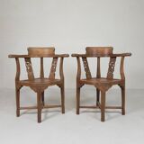 Set of 2 teak corner chairs, 1980s