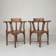Ensemble de 2 chaises d'angle en teck, années 1980