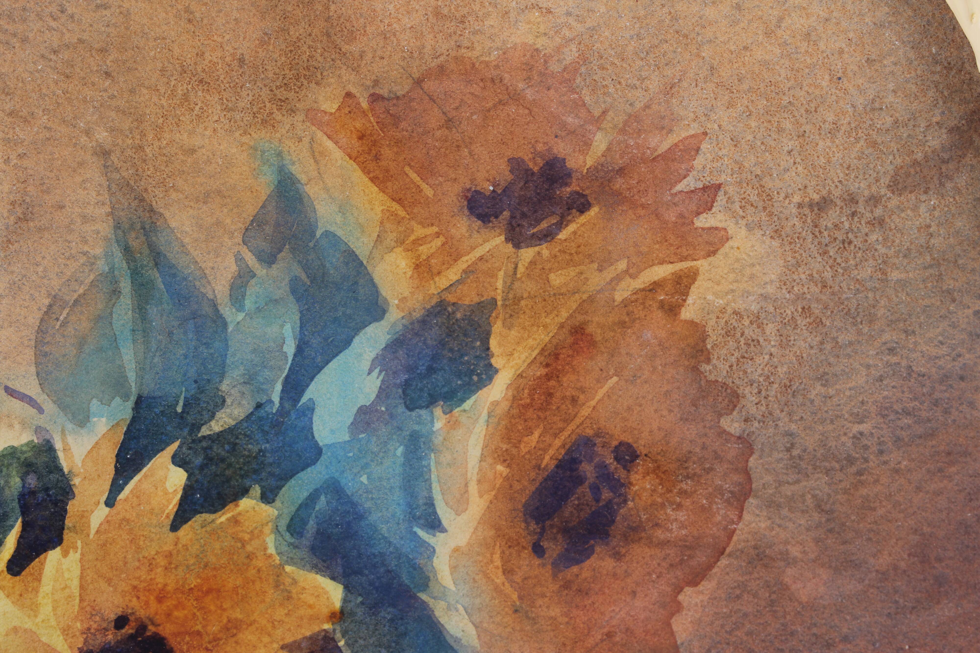 Watercolor from the 30s, ert deco under glass, framed, signed